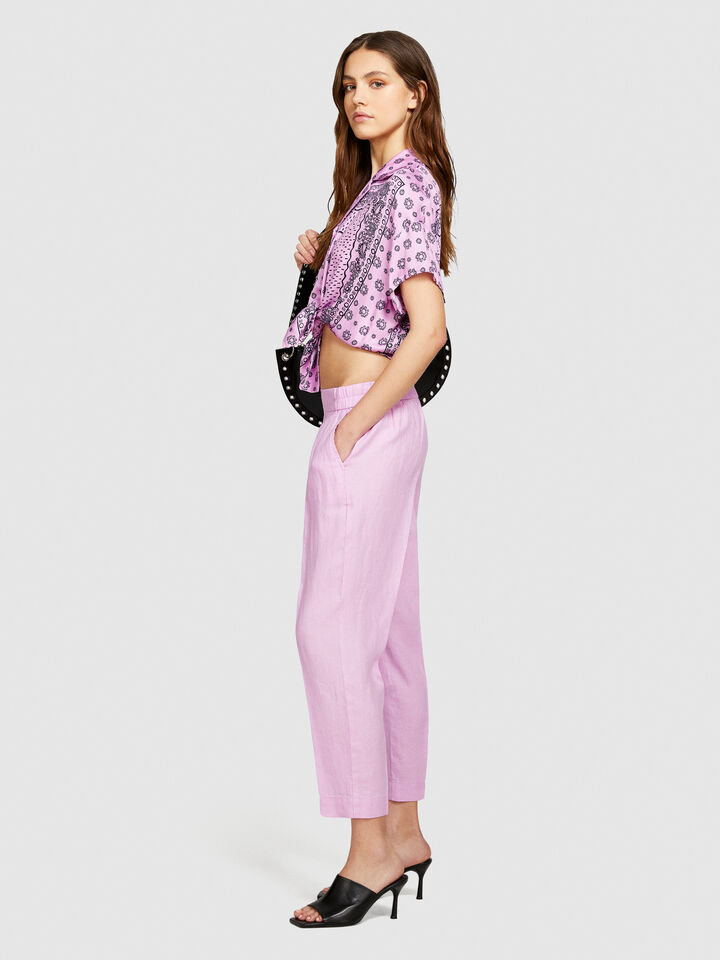 100% linen joggers - women's joggers - Soft Pink | Sisley image number 2